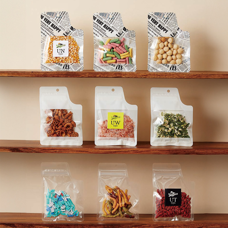 UT・UW・UNタイプ｜脱酸素剤使用可・防湿性／白／(一部片面部分透明)／チャック付・フック穴付／三方袋／ベリーパック