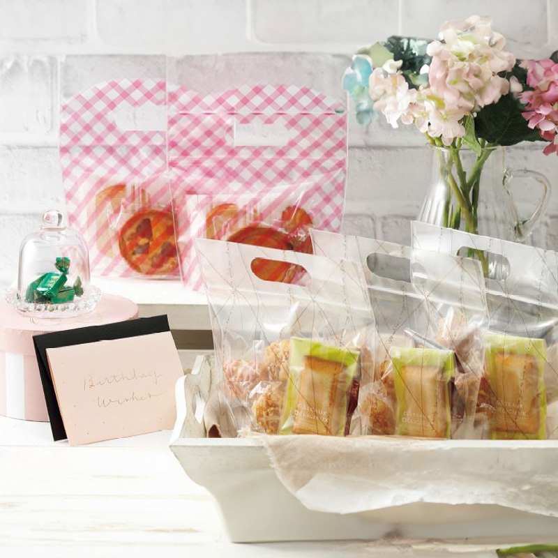 ミニバッグ チャック付小判抜袋｜ラッピング袋／透明・柄入／小判抜手／チャック付／スタンド袋／ヤマニパッケージ