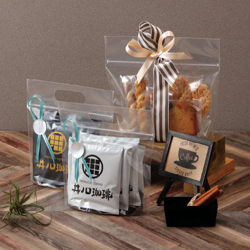 ミニバッグ チャック付小判抜袋 無地｜ラッピング袋／透明／小判抜手／チャック付／スタンド袋／ヤマニパッケージ