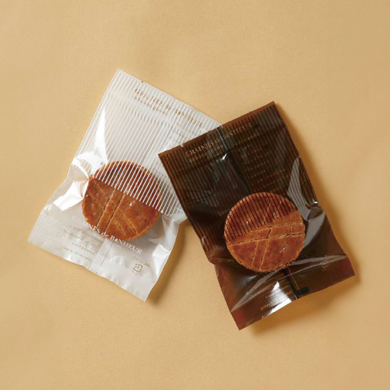 菓子個包装袋 ボヌール 大｜脱酸素剤使用可・防湿性／透明に印刷有／茶・白／合掌袋／ヤマニパッケージ