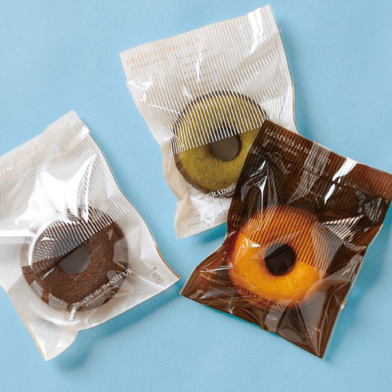 菓子個包装袋 ボヌール 特大｜脱酸素剤使用可・防湿性／透明に印刷有／茶・白／合掌袋／ヤマニパッケージ