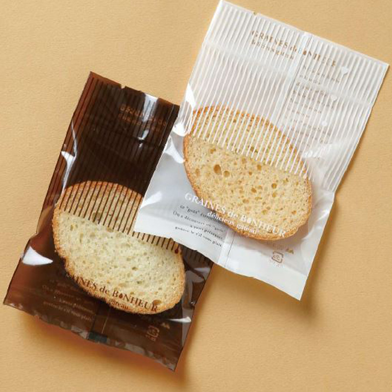 菓子個包装袋 ボヌール 小｜脱酸素剤使用可・防湿性／透明に印刷有／茶・白／合掌袋／ヤマニパッケージ