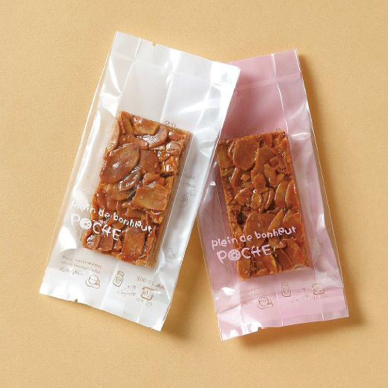 菓子個包装袋 ポシェ GZ｜脱酸素剤使用可・防湿性／透明に印刷有／茶・クリーム・緑・桃・赤・白／合掌ガゼット袋／ヤマニパッケージ