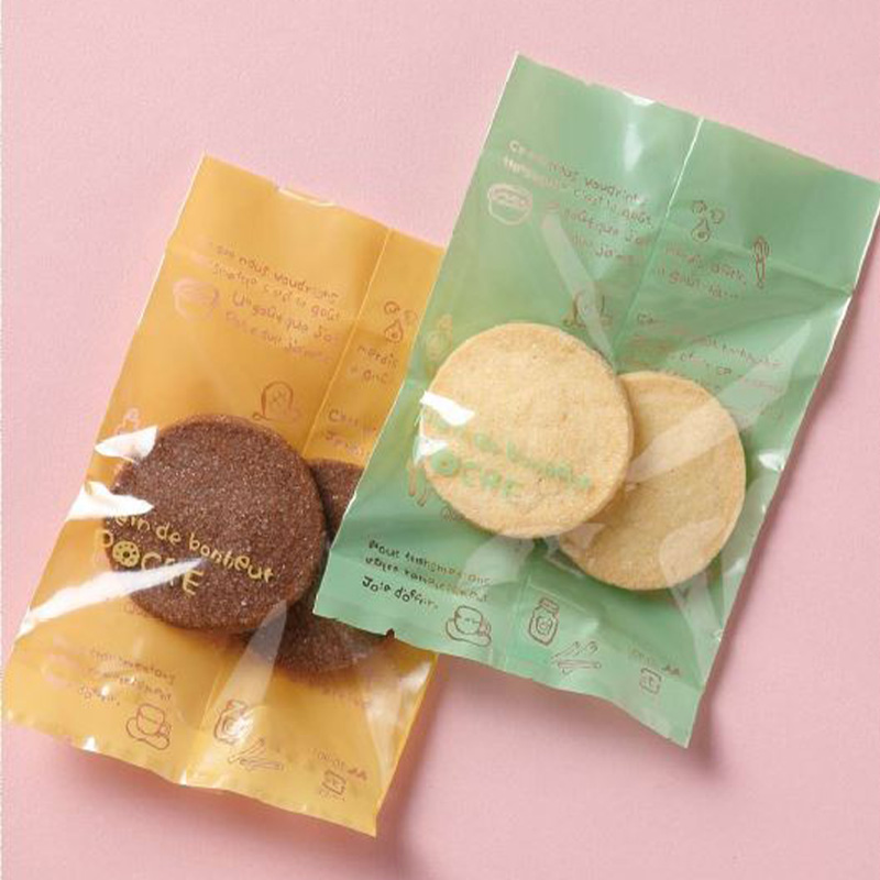 菓子個包装袋 ポシェ 大｜脱酸素剤使用可・防湿性／透明に印刷有／茶・クリーム・緑・桃・赤・白／合掌袋／ヤマニパッケージ