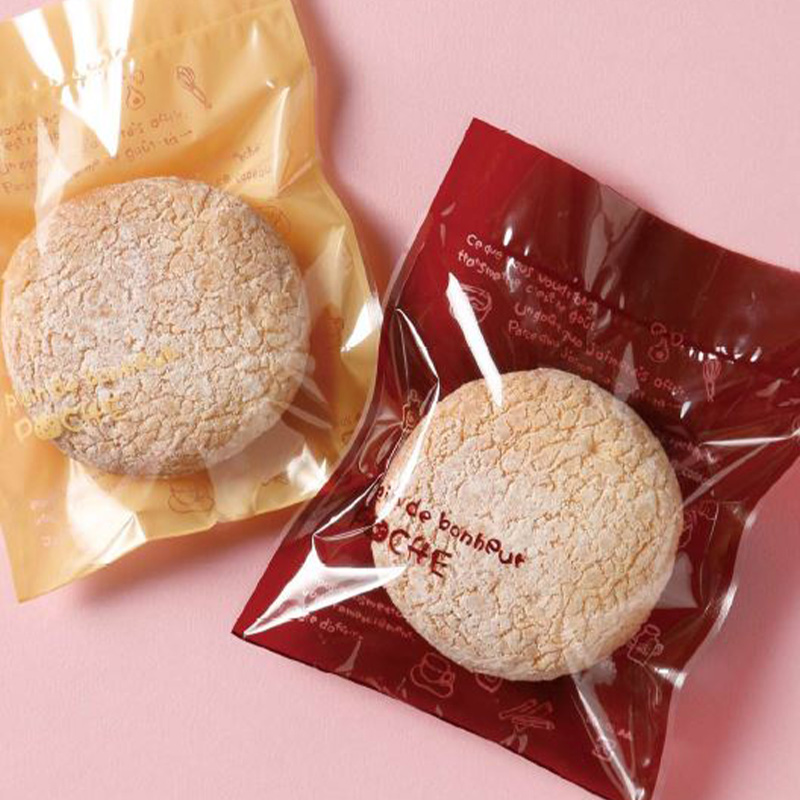 菓子個包装袋 ポシェ 特大｜脱酸素剤使用可・防湿性／透明に印刷有／茶・クリーム・緑・桃・赤・白／合掌袋／ヤマニパッケージ