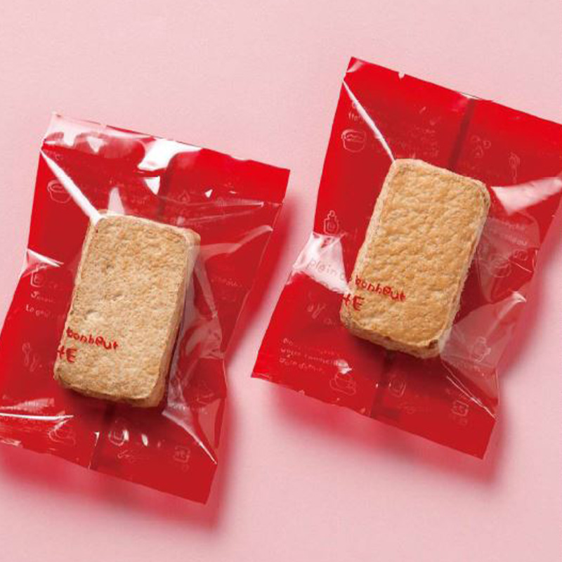 菓子個包装袋 ポシェ 小｜脱酸素剤使用可・防湿性／透明に印刷有／茶・クリーム・緑・桃・赤・白／合掌袋／ヤマニパッケージ