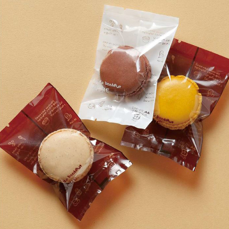 菓子個包装袋 ポシェ 特小｜脱酸素剤使用可・防湿性／透明に印刷有／茶・クリーム・白／合掌袋／ヤマニパッケージ