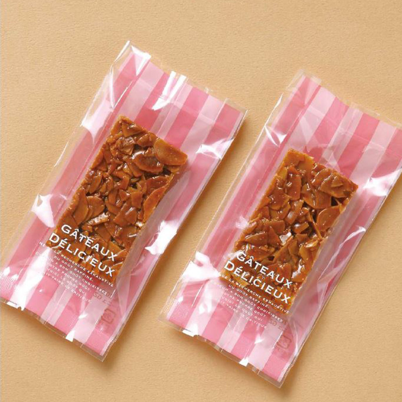 菓子個包装袋 リーニュ GZ｜脱酸素剤使用可・防湿性／透明に印刷有／茶・緑・橙・桃・白／合掌ガゼット袋／ヤマニパッケージ