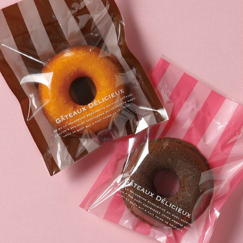 菓子個包装袋 リーニュ 特大｜脱酸素剤使用可・防湿性／透明に印刷有／茶・緑・橙・桃・白／合掌袋／ヤマニパッケージ