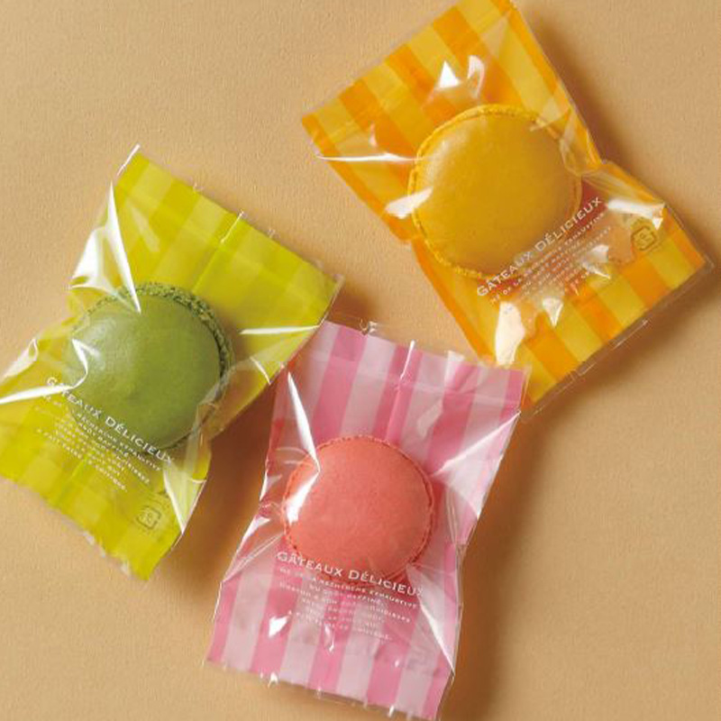 菓子個包装袋 リーニュ 特小｜脱酸素剤使用可・防湿性／透明に印刷有／茶・緑・橙・桃・白／合掌袋／ヤマニパッケージ