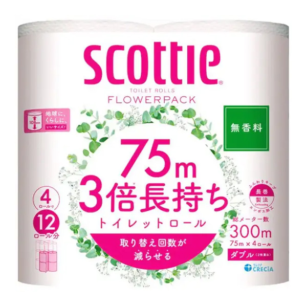 スコッティ フラワーパック 3倍長持ち 4ロール 無香料