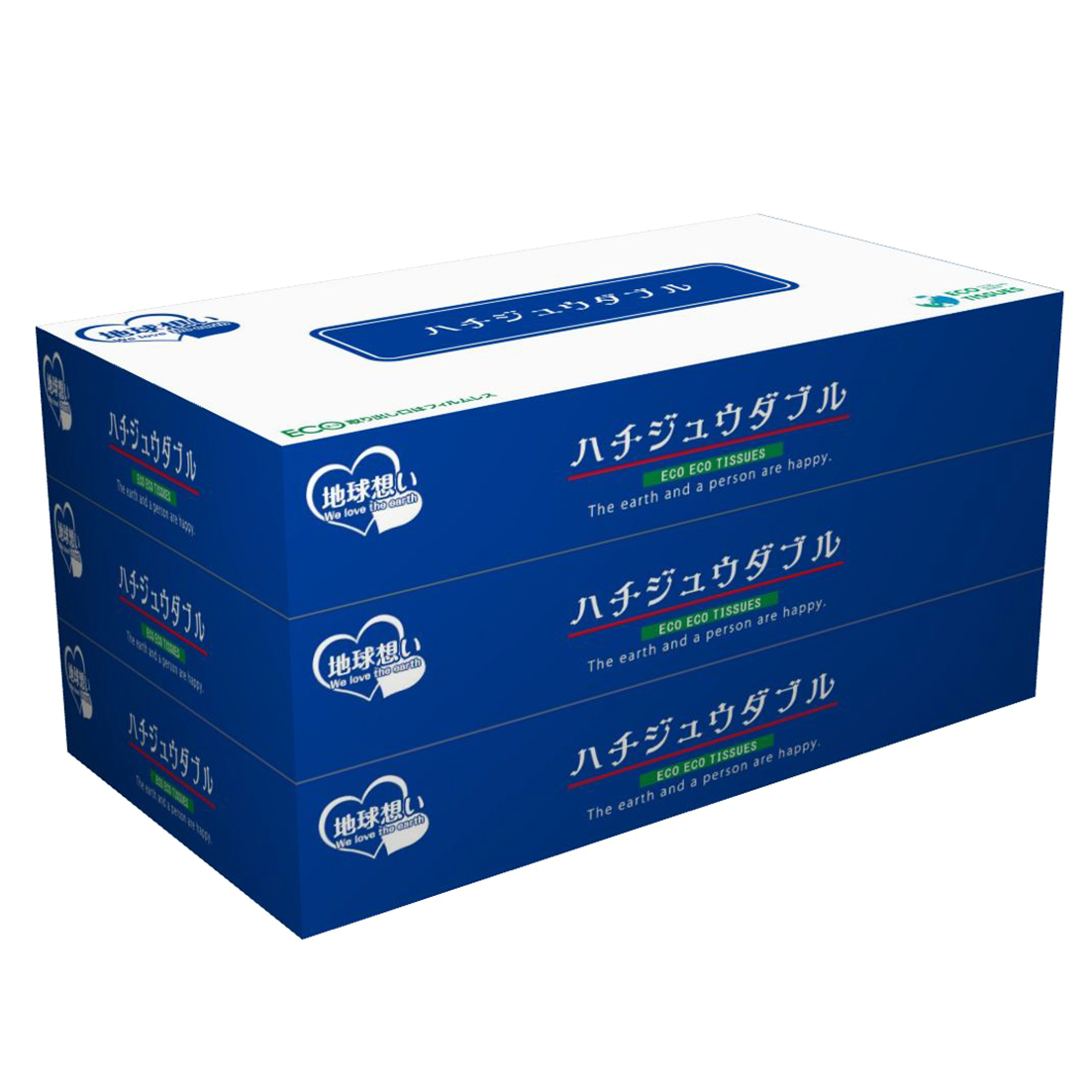 ハチジュウダブル BOXティッシュ 80W 3P
