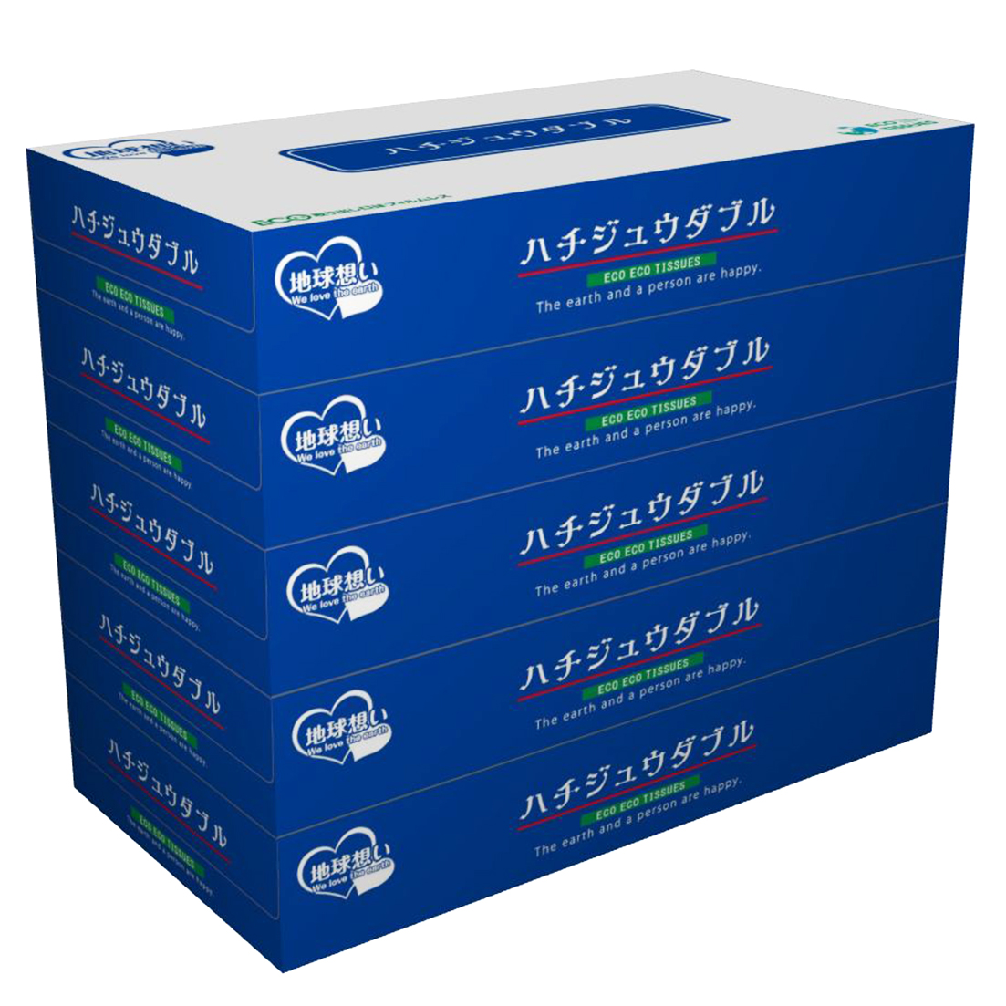 ハチジュウダブル BOXティッシュ 80W 5P