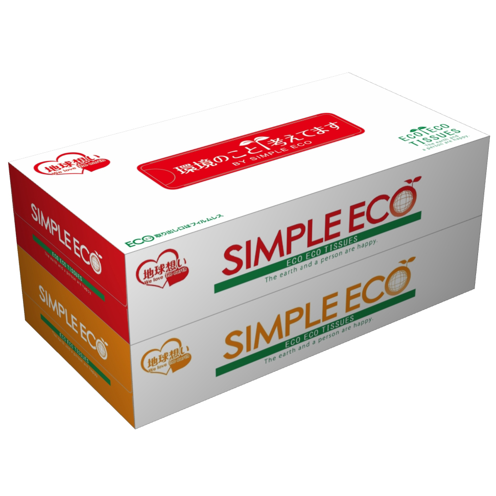シンプルエコ BOXティッシュ 100W 2P