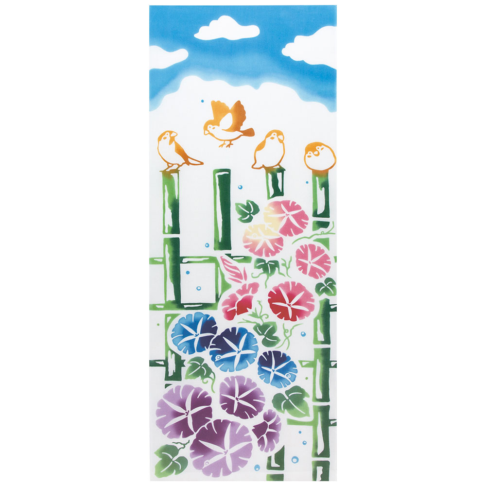 手ぬぐい 和布華 夏模様【 朝顔とスズメ 】
