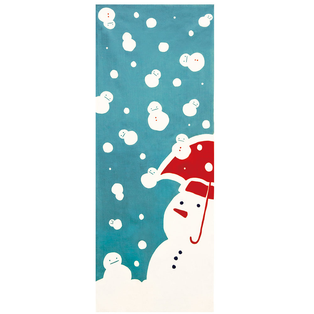 手ぬぐい 和布華 冬模様【 空から雪だるま 】