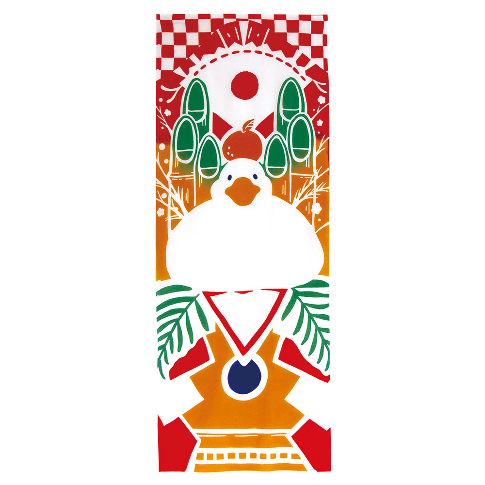 手ぬぐい 和布華 冬模様【あひる鏡餅】