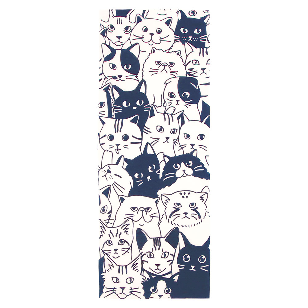 手ぬぐい 和布華 冬模様【ねこだらけ】