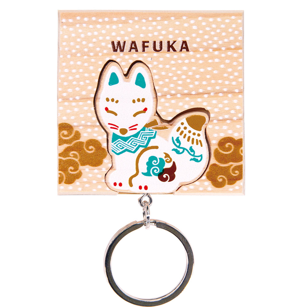 ヒノキキーリング 【青い狐】Hinoki Keyring