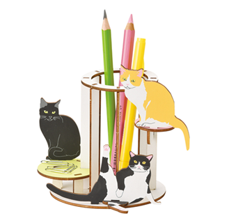 ウッドパズル・ペンスタンド【猫・４種類】