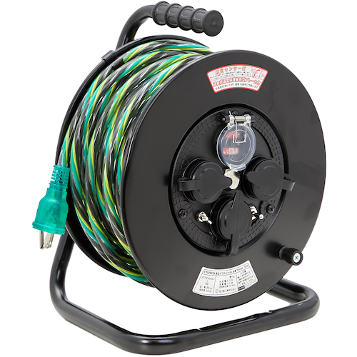 トラスコ　光るドラムリール(防雨防塵・アース・温度センサー・過負荷漏電保護兼用ブレーカー付)