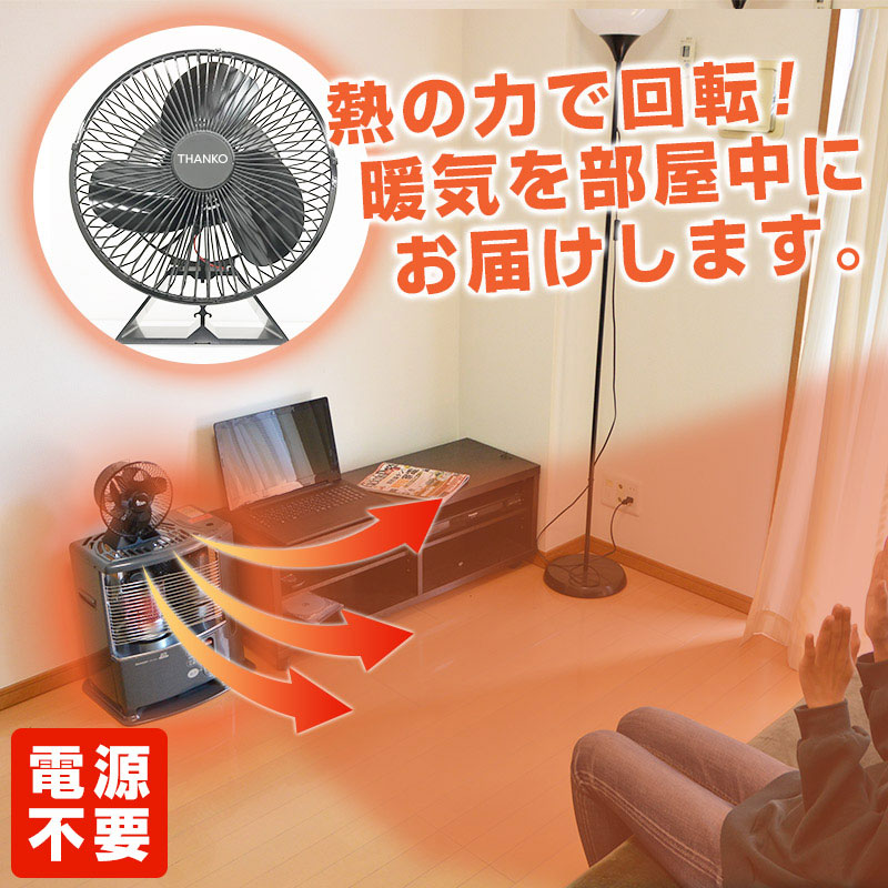 サンコー　熱の力で回転！ストーブ用ファン「熱風サーキュレーター ガード付き」