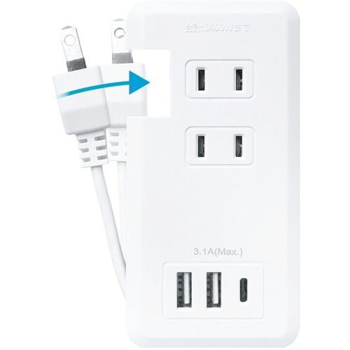磁気研究所　ハイディスク　コード巻取り式電源タップ