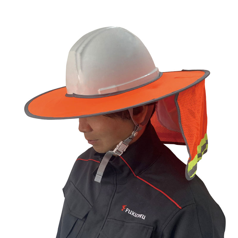 ヘルメット用タレ付き蛍光バイザー