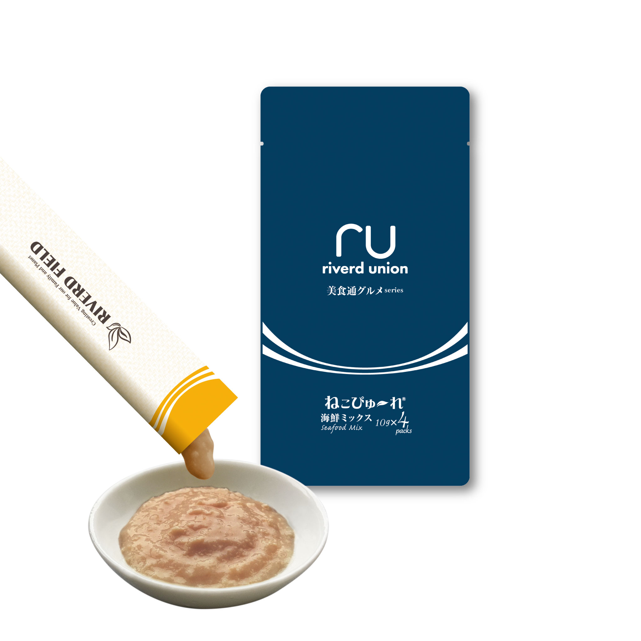 ねこぴゅ～れ 美食通グルメseries 海鮮ミックス 4本