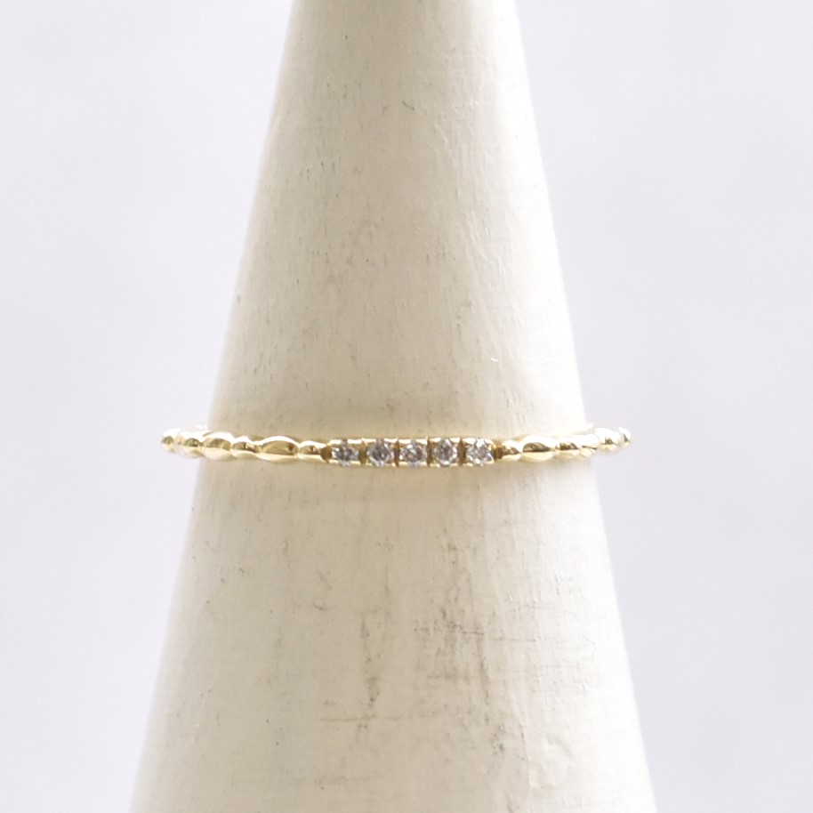 【109R0027】K10YG　鑽石　戒指(尾戒)（ダイヤモンド　ピンキーリング）