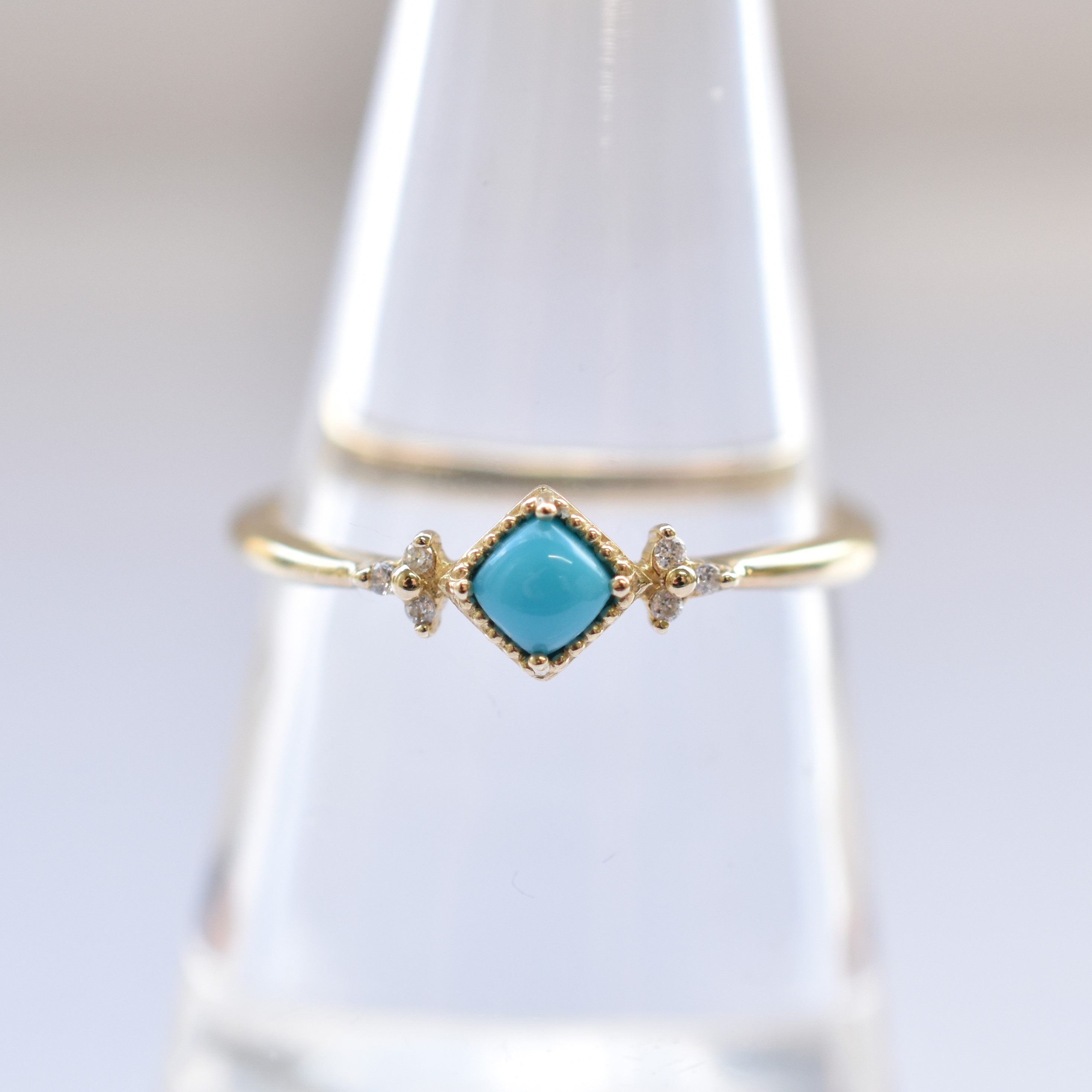 【109R0147-TQ】K10YG　綠松石＆鑽石　戒指（ターコイズ＆ダイヤモンド　リング）