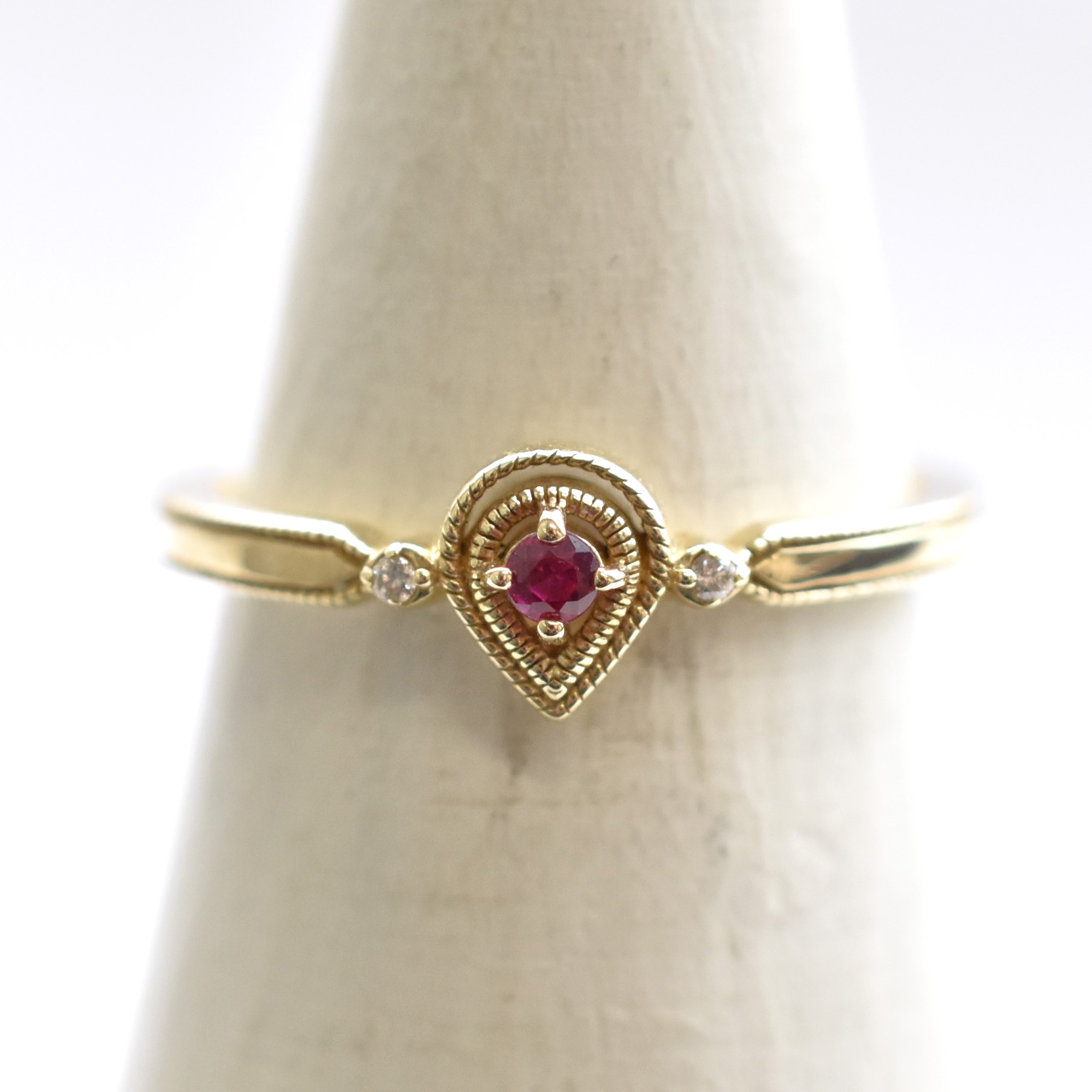 【109R0219-RB】K10YG　紅寶石＆鑽石　戒指（ルビー＆ダイヤモンド　リング）