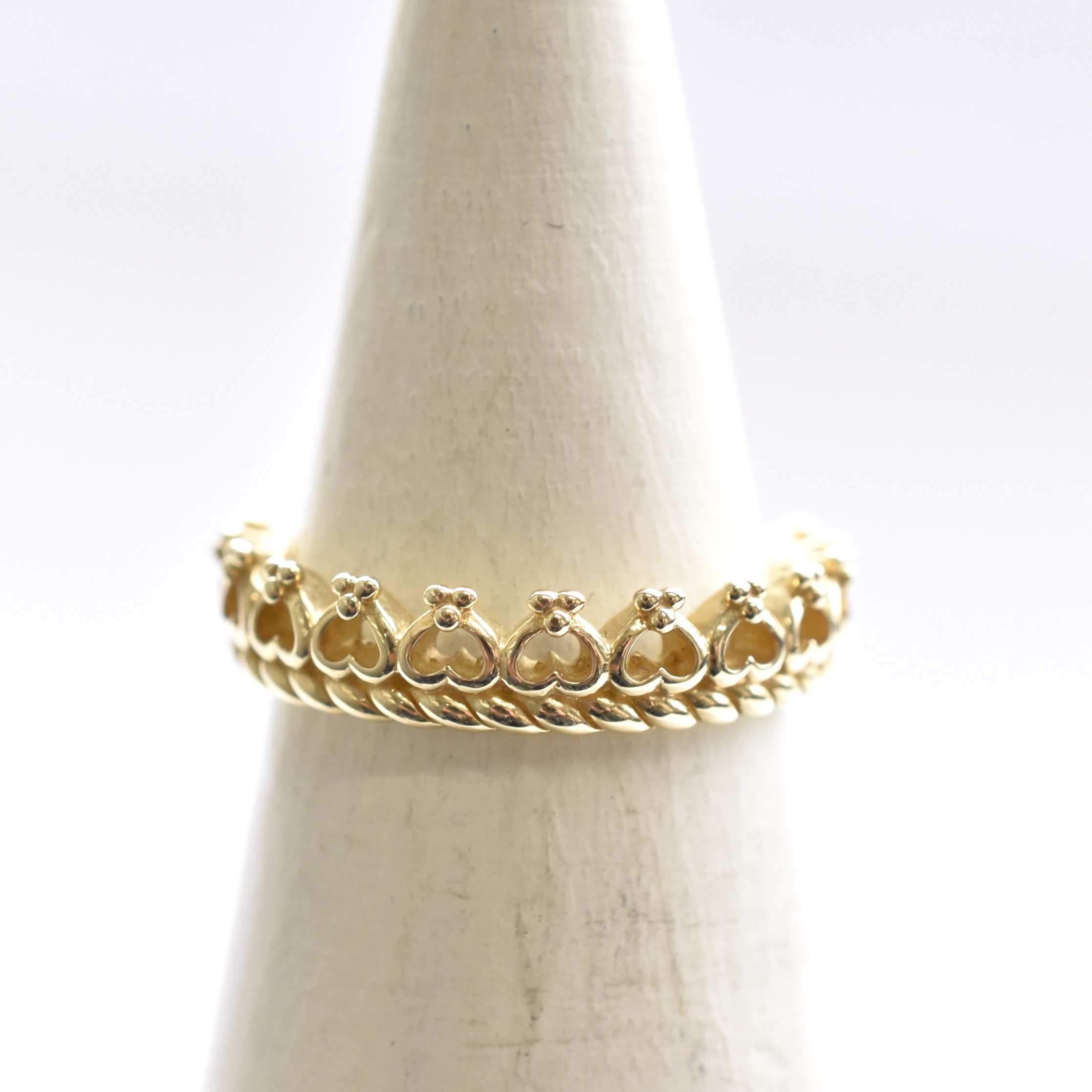 【109R0268】K10YG　愛心皇冠　戒指(尾戒)（ハートクラウン　ピンキーリング）