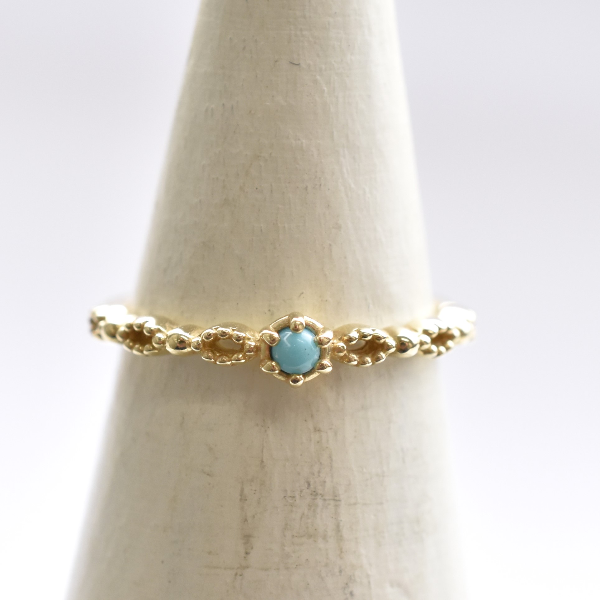 【109R0269-TQ】K10YG　綠松石　戒指(尾戒)（ターコイズ　ピンキーリング）