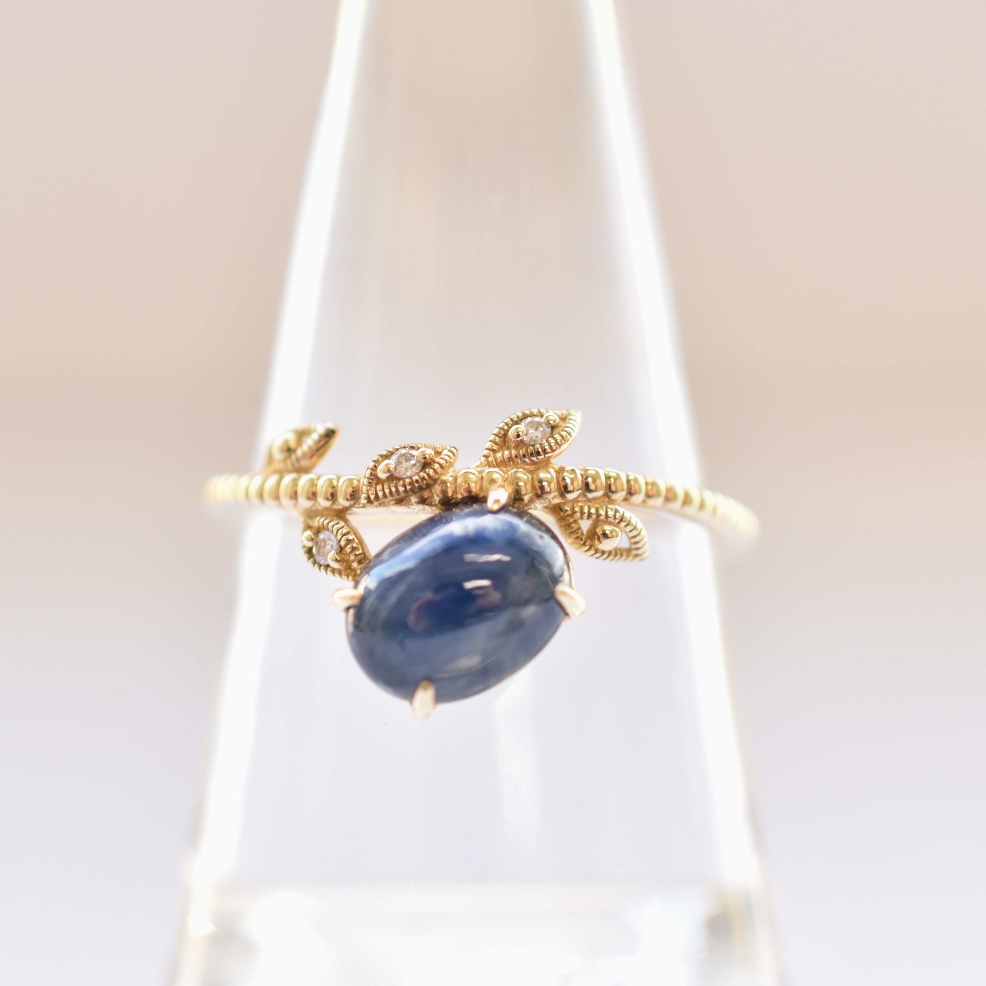 【109R0333-TY】K10YG　藍寶石＆鑽石　戒指（サファイア＆ダイヤモンド　リング）