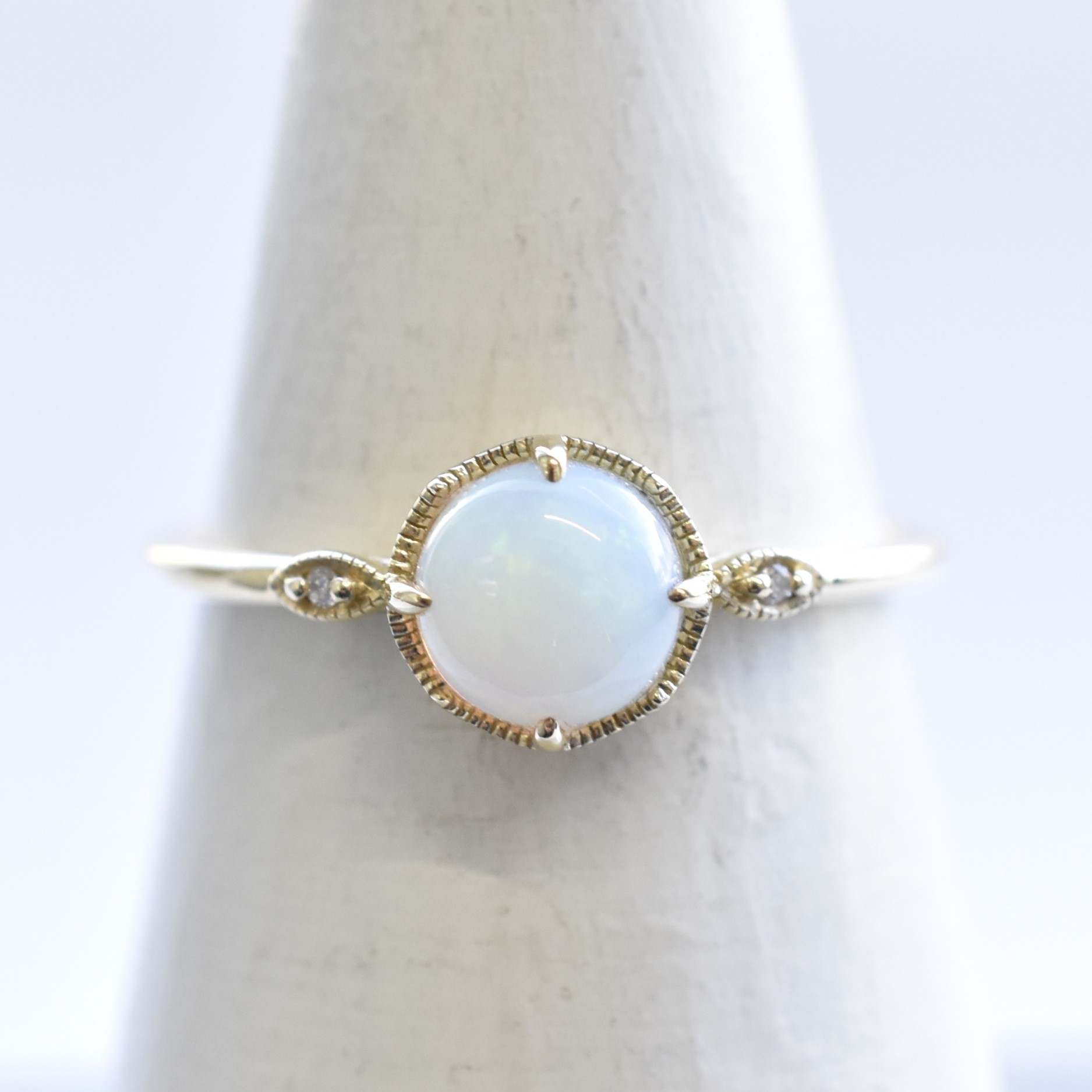 【109R0341-TY】K10YG　蛋白石＆鑽石　戒指（オパール＆ダイヤモンド　リング）