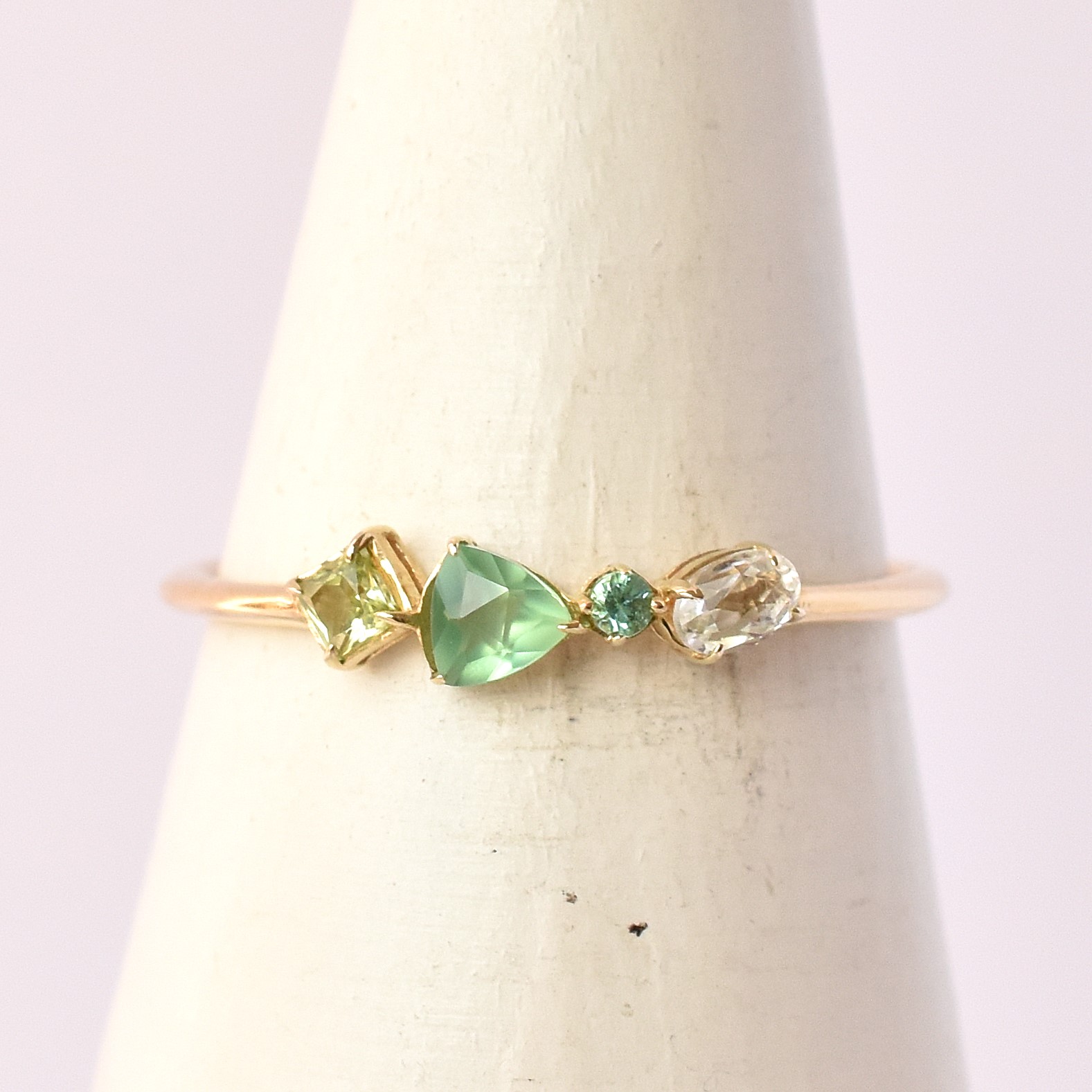 【109R0361-TY】K10YG　綠色系彩寶(4種)　戒指（カラーストーン(グリーン系4種)　リング）