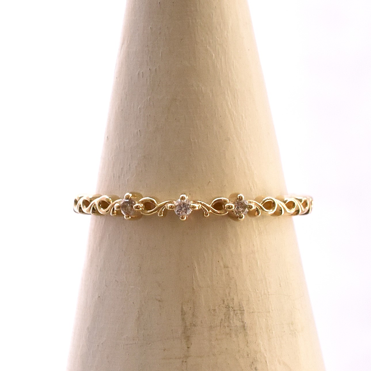 【109R0369-TTLB-TY】K10YG　鑽石　戒指(尾戒)（ダイヤモンド　ピンキーリング）