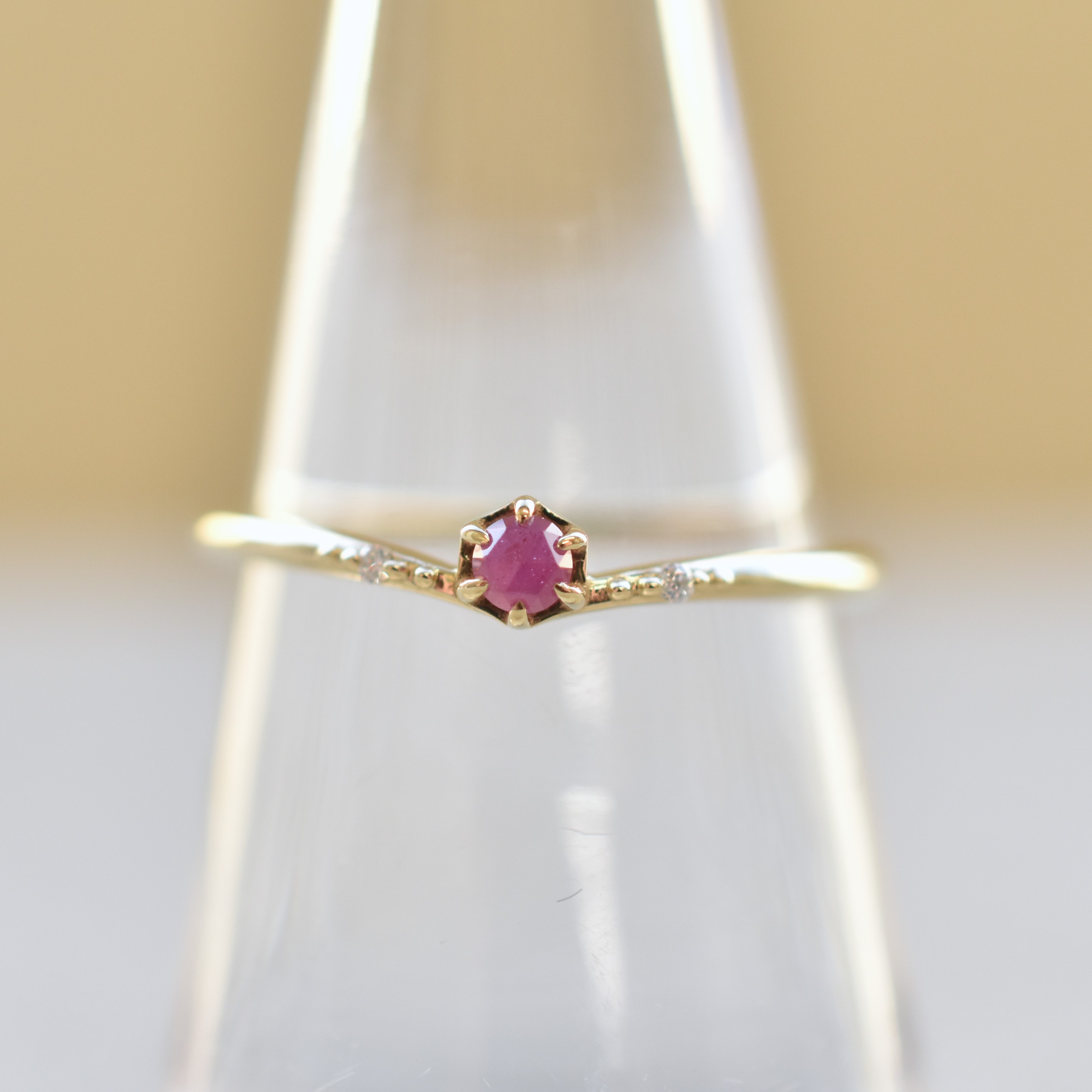 【109R0387-TY】K10YG　鑽石＆紅寶石　戒指（ダイヤモンド＆ルビー　リング）