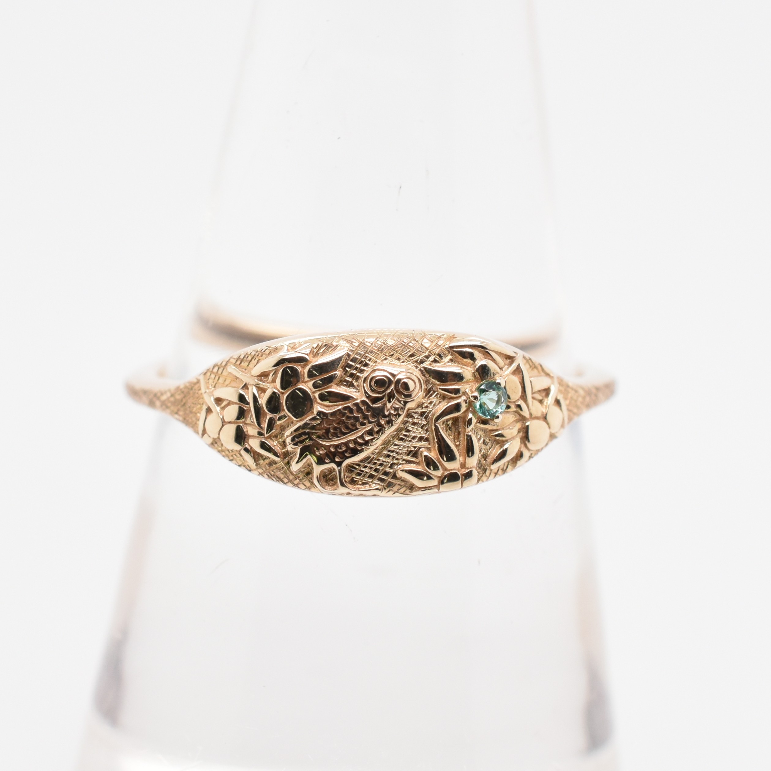 【109R0393-EMF】K10YG　祖母綠　Owl　戒指（エメラルド　フクロウ　リング）