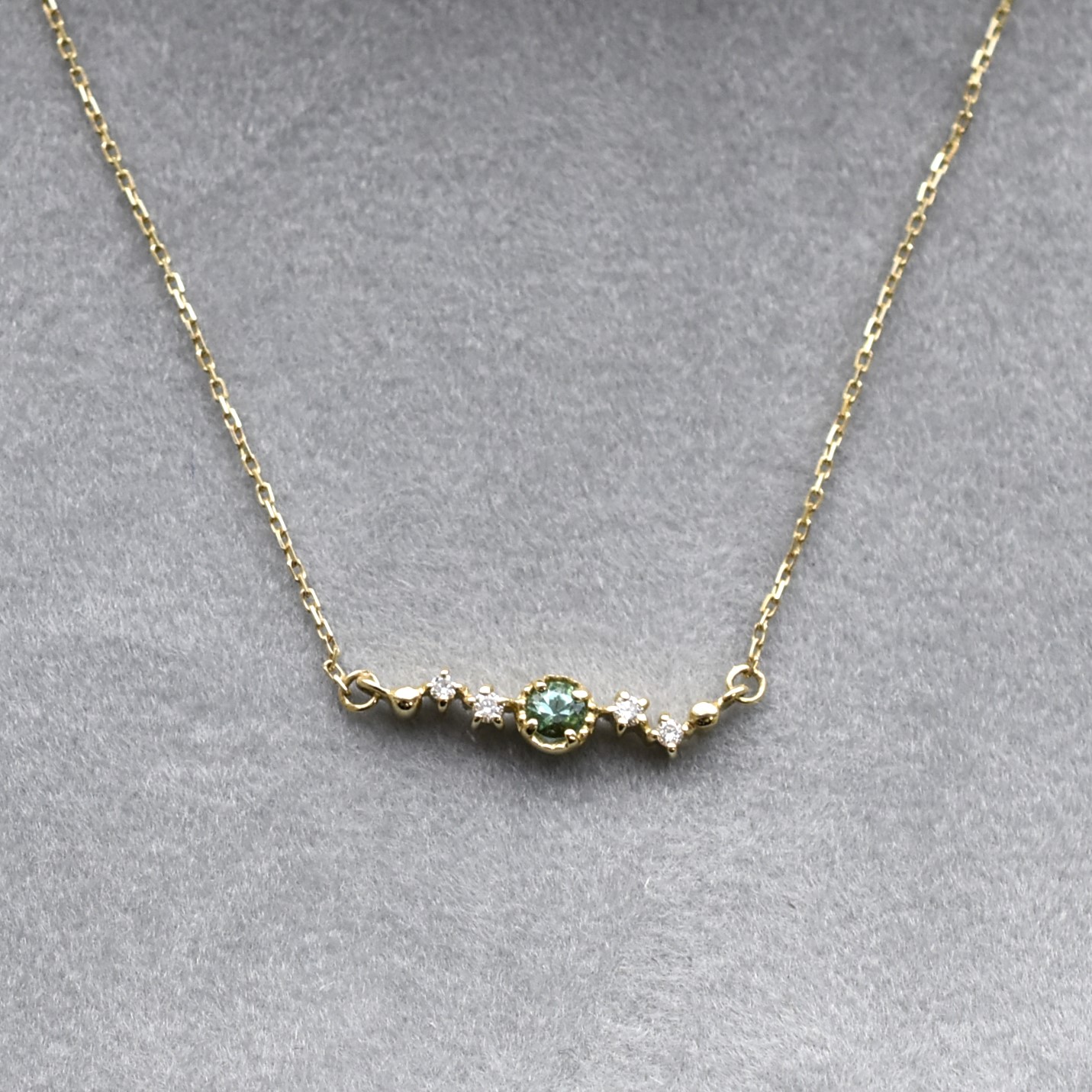 【109N0037-EM-TY】K10YG　祖母綠＆鑽石　項錬（エメラルド＆ダイヤモンド　ネックレス）