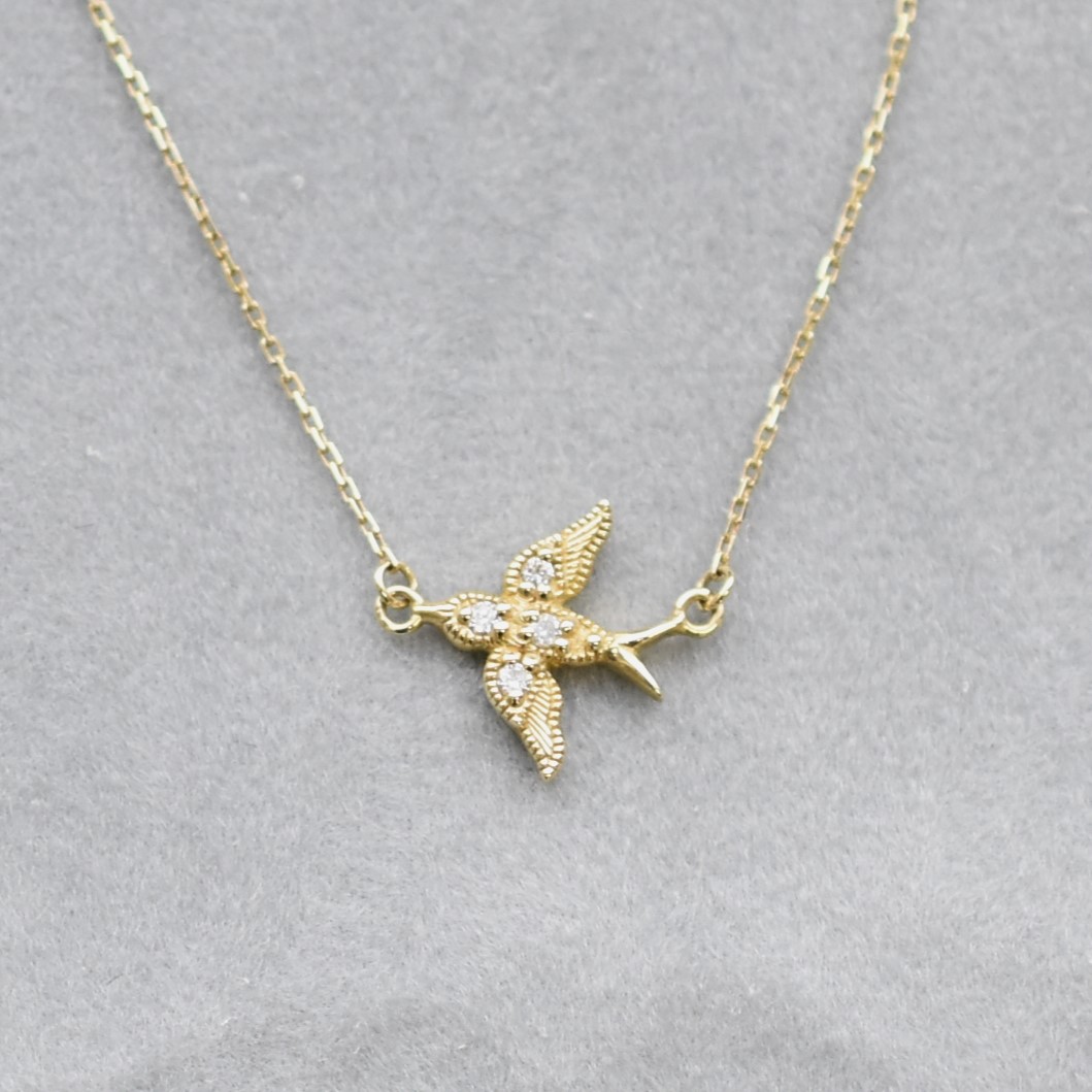【109N0049-TY】K10YG　鑽石　鳥　項錬（ダイヤモンド　鳥　ネックレス）