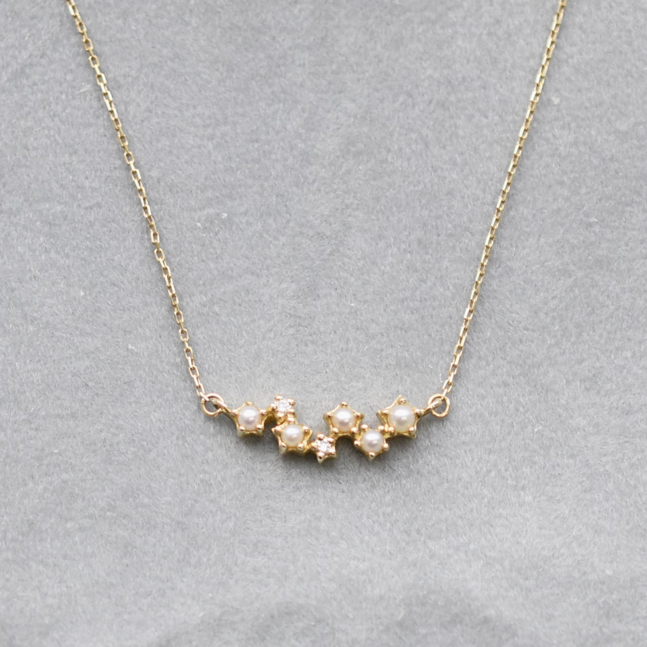 【109N0050-TY】K10YG　淡水珍珠＆鑽石　項錬（パール＆ダイヤモンド　ネックレス）