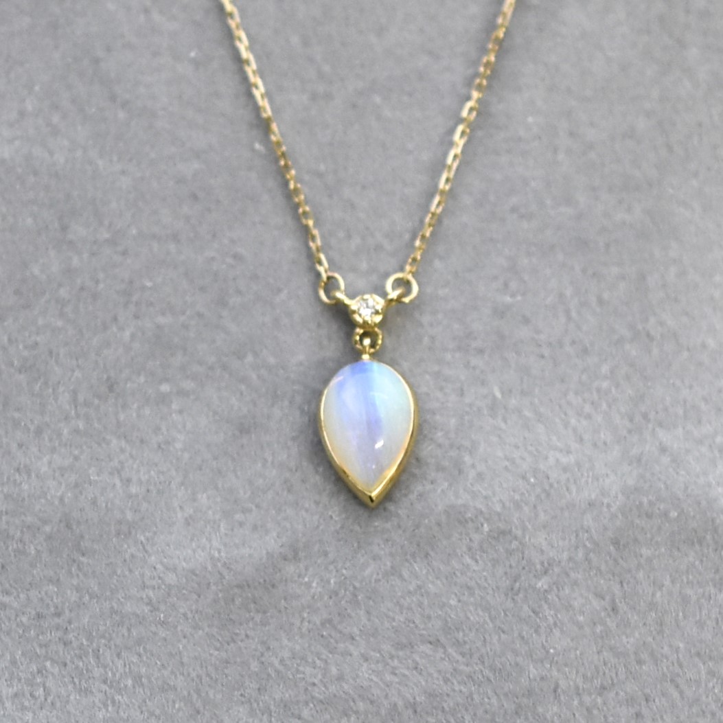 【109N0063-OP-TY】K10YG　蛋白石＆鑽石　項錬（オパール＆ダイヤモンド　ネックレス）