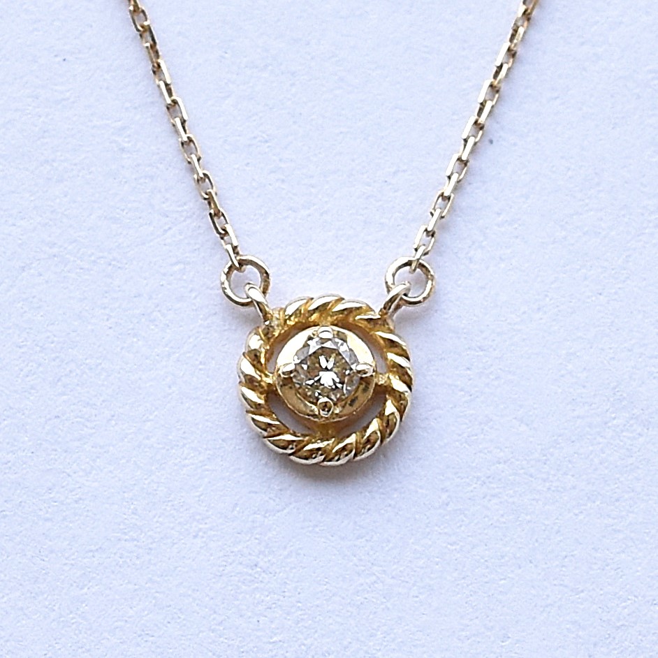 【109N0075-TTLB-TY】K10YG　鑽石　項錬（ダイヤモンド　ネックレス）