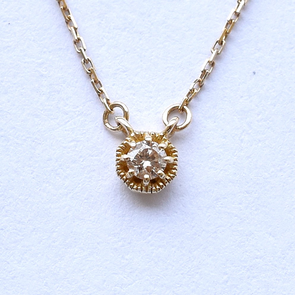 【109N0076-TTLB-TY】K10YG　鑽石　項錬（ダイヤモンド　ネックレス）