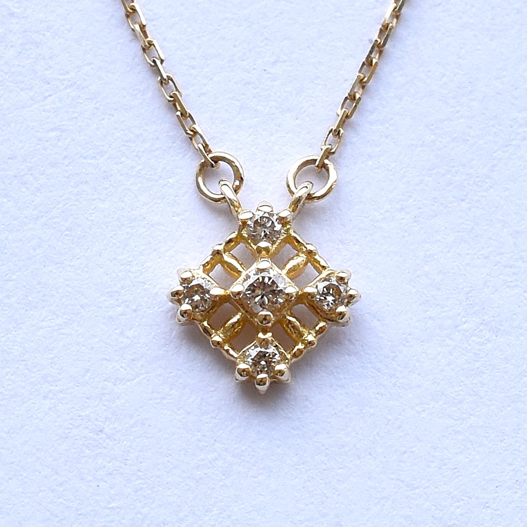 【109N0077-TTLB-TY】K10YG　鑽石　項錬（ダイヤモンド　ネックレス）