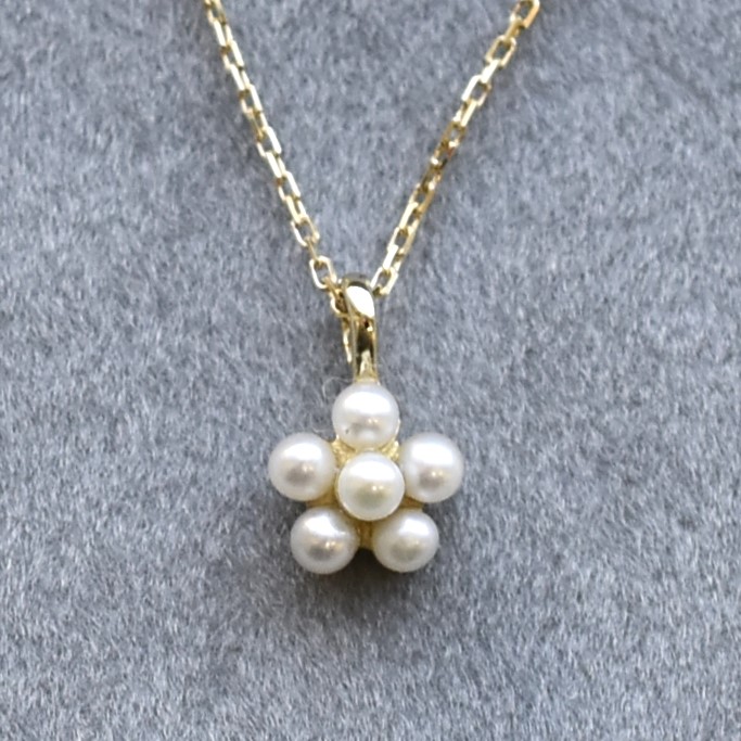 【109P0146】K10YG　淡水珍珠　項錬（淡水パール　ネックレス）