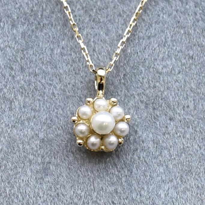 【109P0148】K10YG　淡水珍珠　項錬（淡水パール　ネックレス）