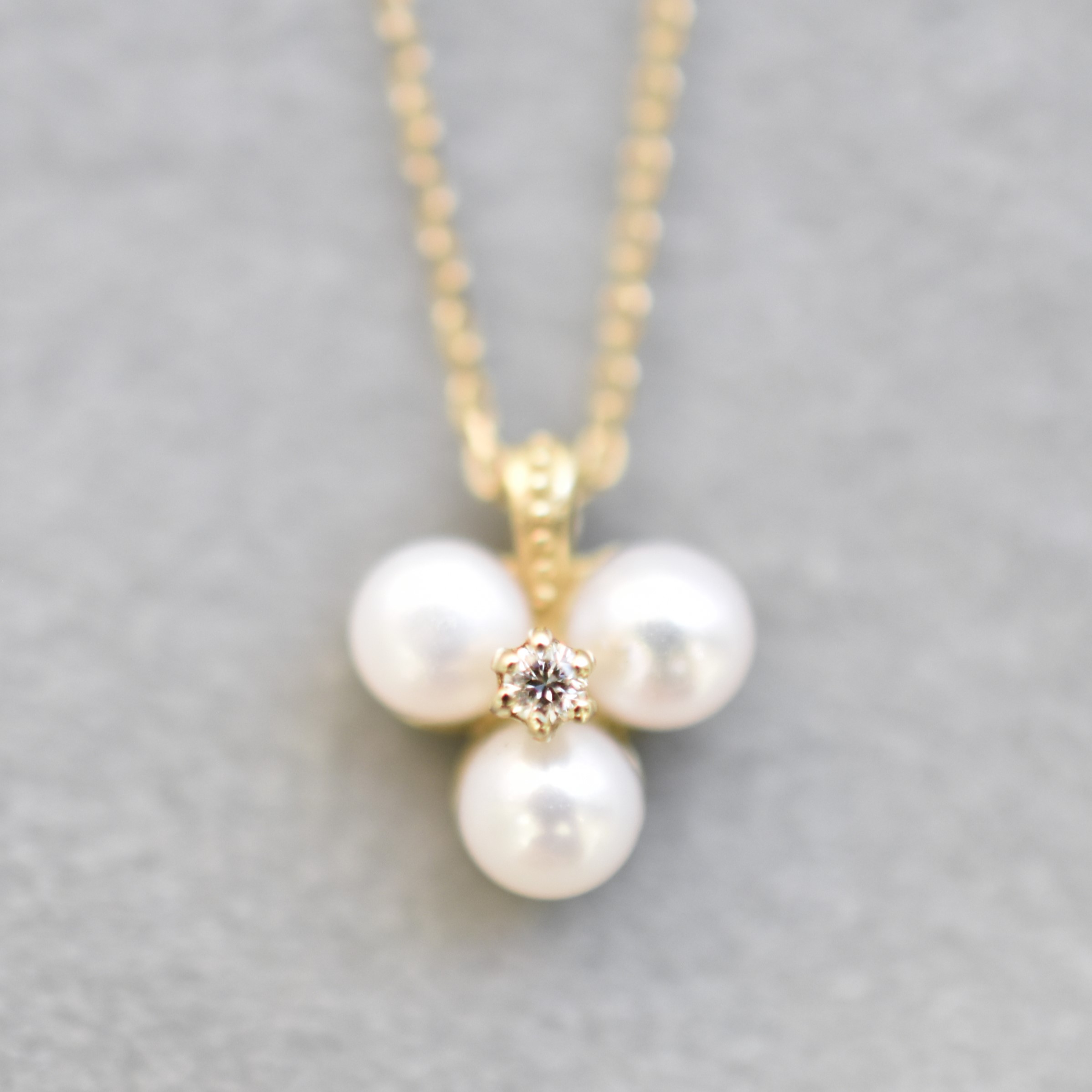 【109P0298】K10YG　淡水珍珠＆鑽石　項錬（淡水パール＆ダイヤモンド　ネックレス）